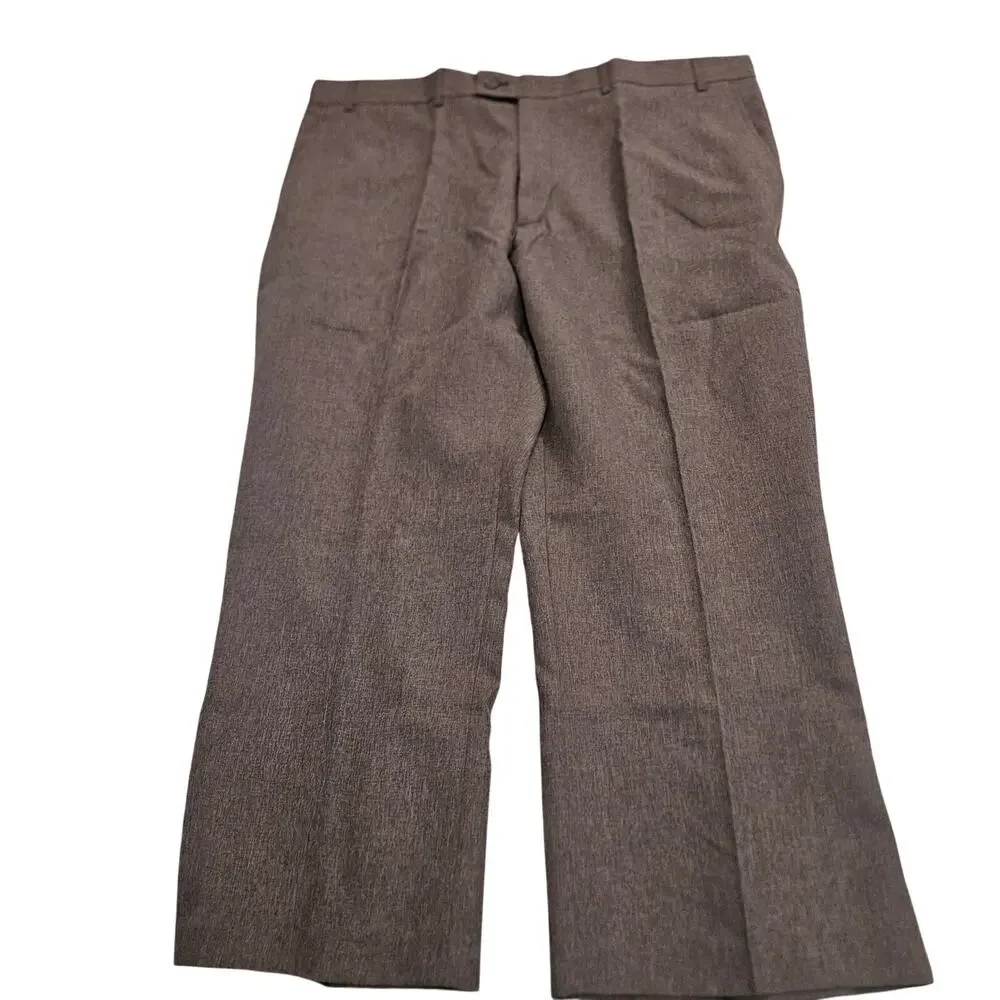 Haband Gray Dress Pants Mens 44x27 Flat Front Career Office Slacks